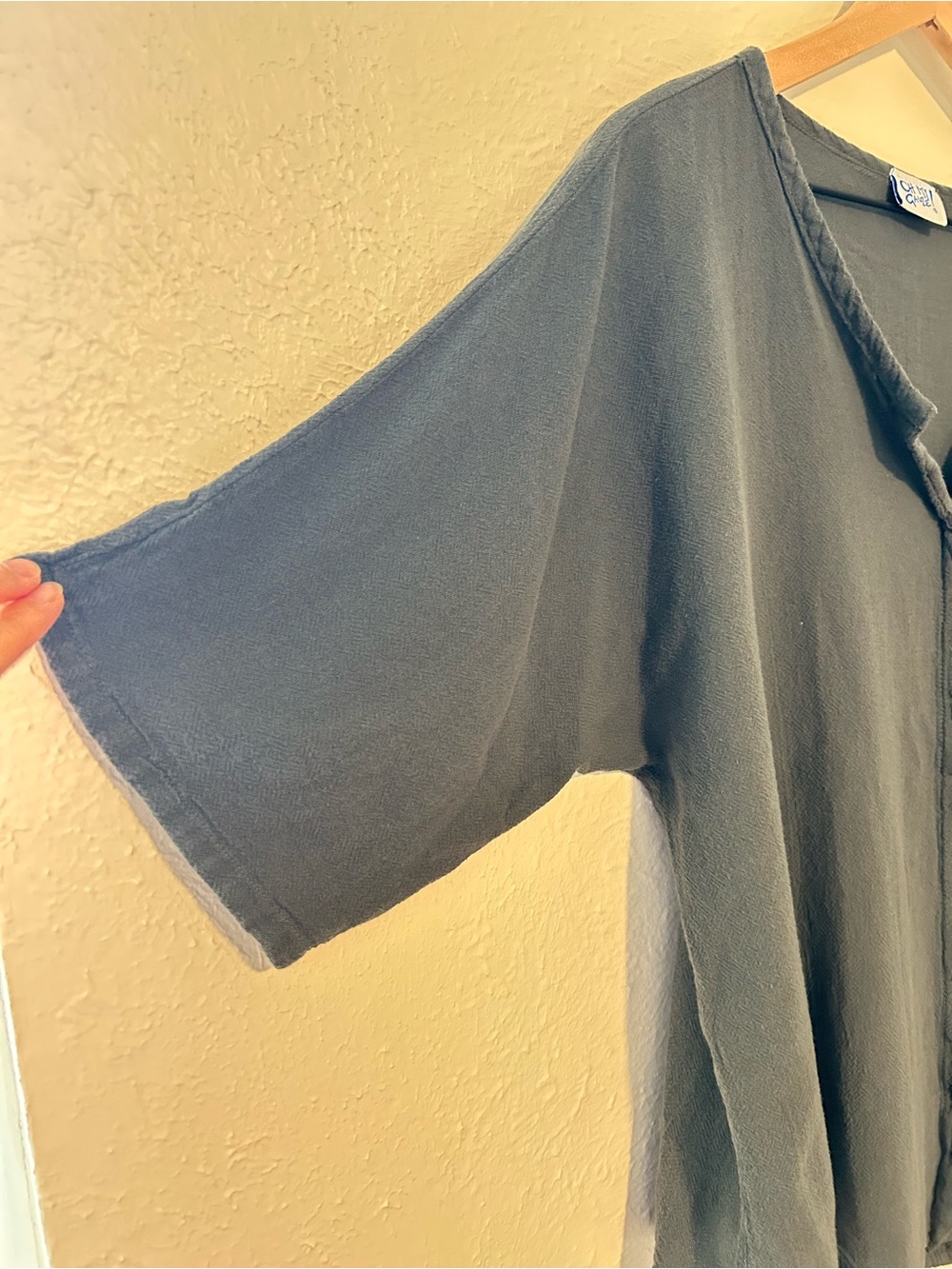 Oh My Gauze! Soft Gray 100% Cotton Top| Coastal Grandma Boho Lagenlook| L/XL - Picture 4 of 7